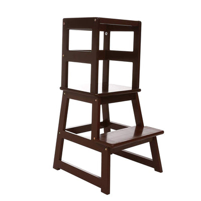 SDADI Kids Step Stool Holds up to 150lbs with Safety Rail, Espresso (Open Box) - VMInnovations