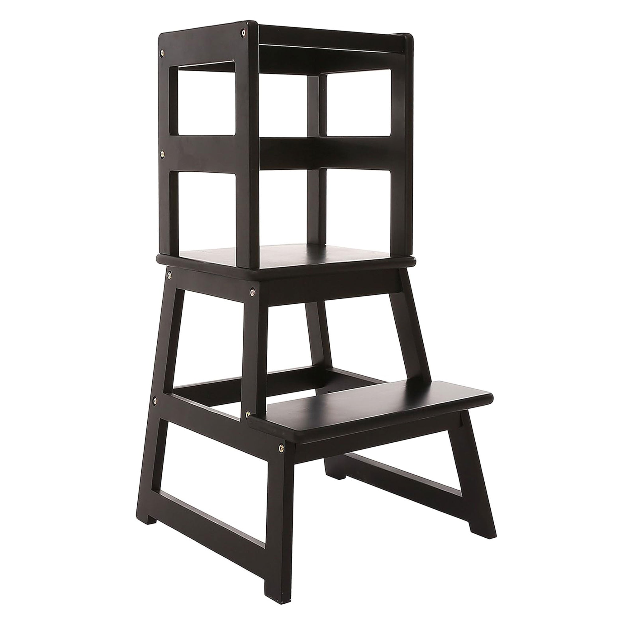 SDADI Kids Kitchen Step Stool Holds up to 150 Pounds with Safety Rail, Black - VMInnovations