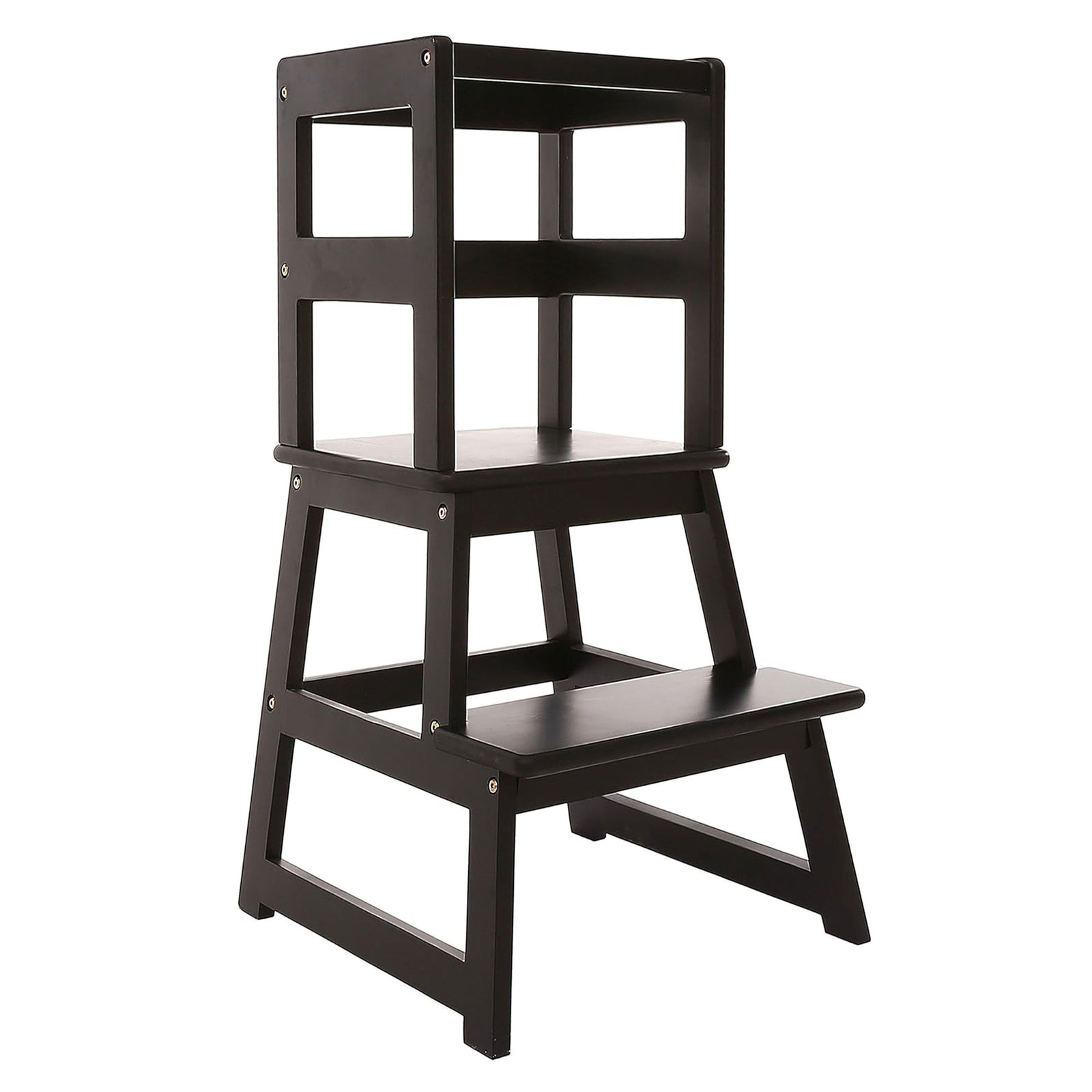 SDADI Kids Step Stool Holds up to 150 Pounds with Safety Rail, Black (Open Box) - VMInnovations