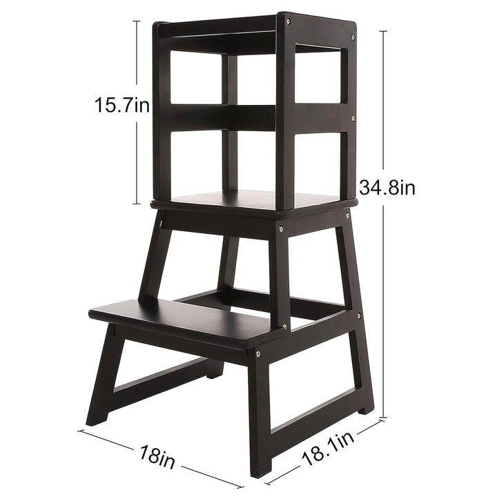 SDADI Kids Step Stool Holds up to 150 Pounds with Safety Rail, Black (Open Box) - VMInnovations
