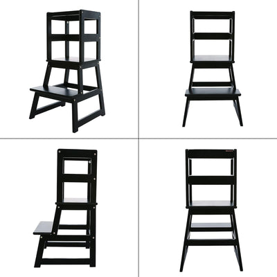 SDADI Kids Kitchen Step Stool Holds up to 150lbs with Safety Rail, Black (Used) - VMInnovations