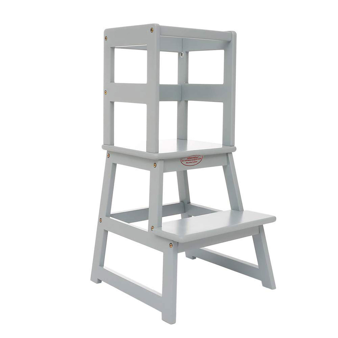 SDADI Kids Kitchen Step Stool Holds up to 150 Pounds with Safety Rail, Gray