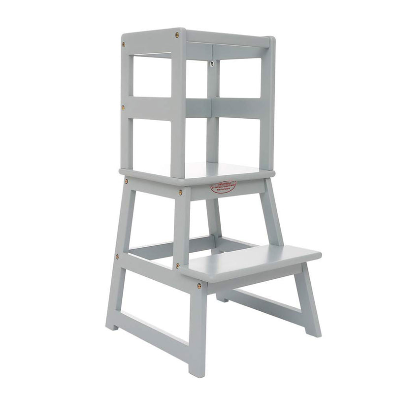 SDADI Kids Kitchen Step Stool Holds up to 150lbs with Safety Rail,Gray(Open Box)