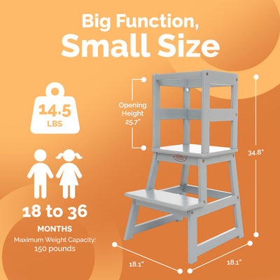 SDADI Kids Kitchen Step Stool Holds up to 150 Pounds with Safety Rail,Gray(Used) - VMInnovations