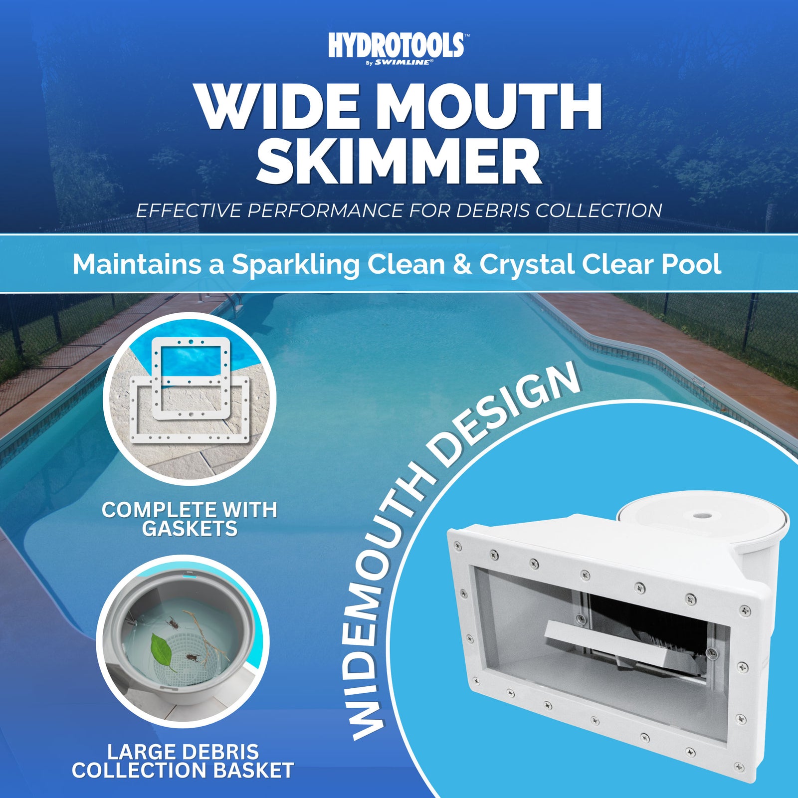 HydroTools by Swimline Wide Mouth ABS Thru-Wall Above Ground Pool Skimmer Kit - VMInnovations
