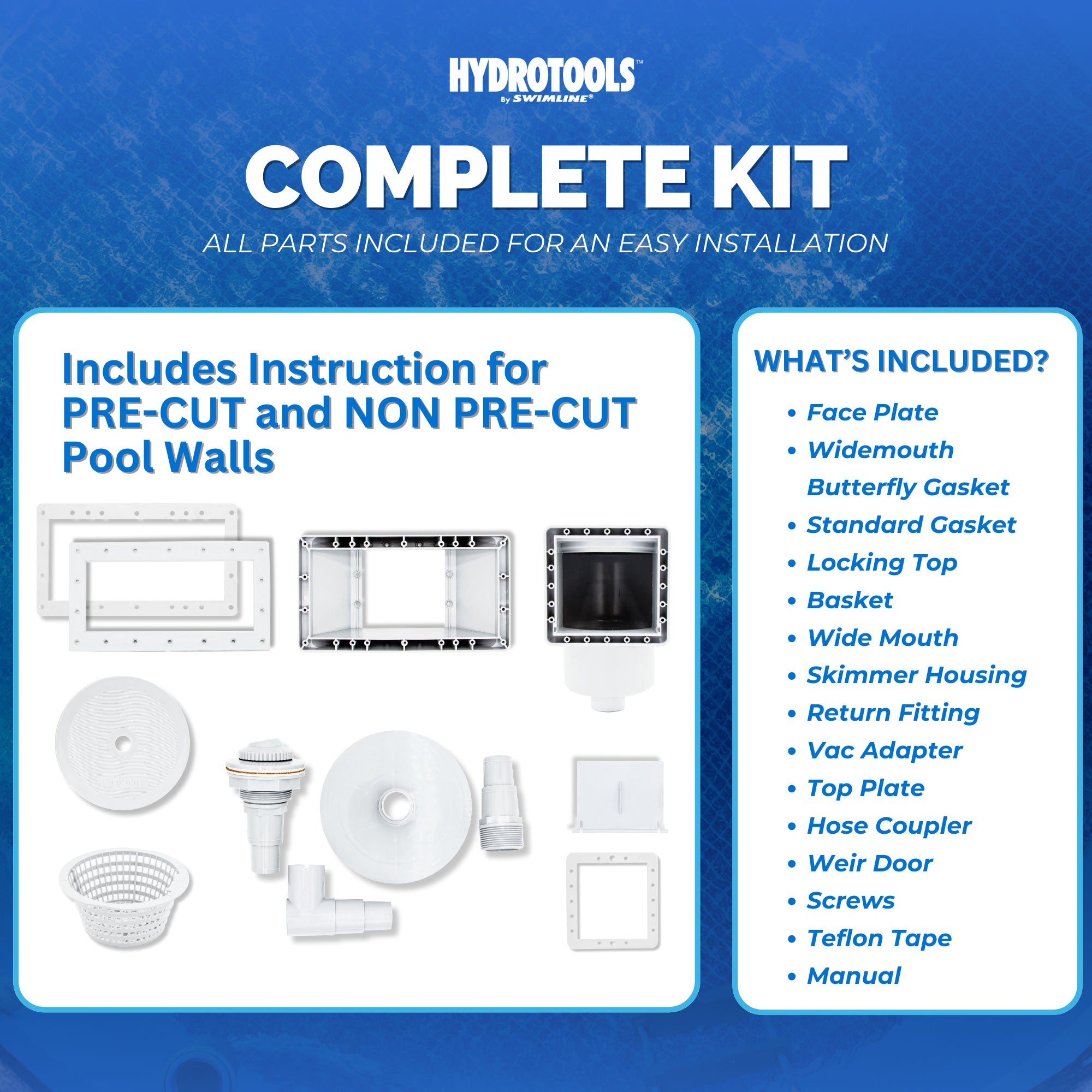 HydroTools by Swimline Wide Mouth ABS Thru-Wall Above Ground Pool Skimmer Kit - VMInnovations