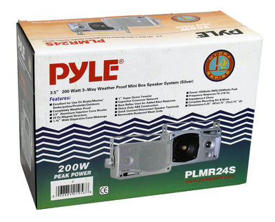 2) PYLE PLMR24S 3.5" 200 Watt Marine Audio Water Proof Mini-Box Speaker System
