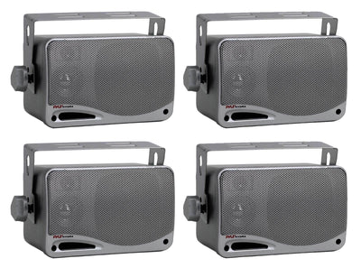 4) PYLE PLMR24S 3.5" 400 Watt Marine Audio Water Proof Mini-Box Speaker System