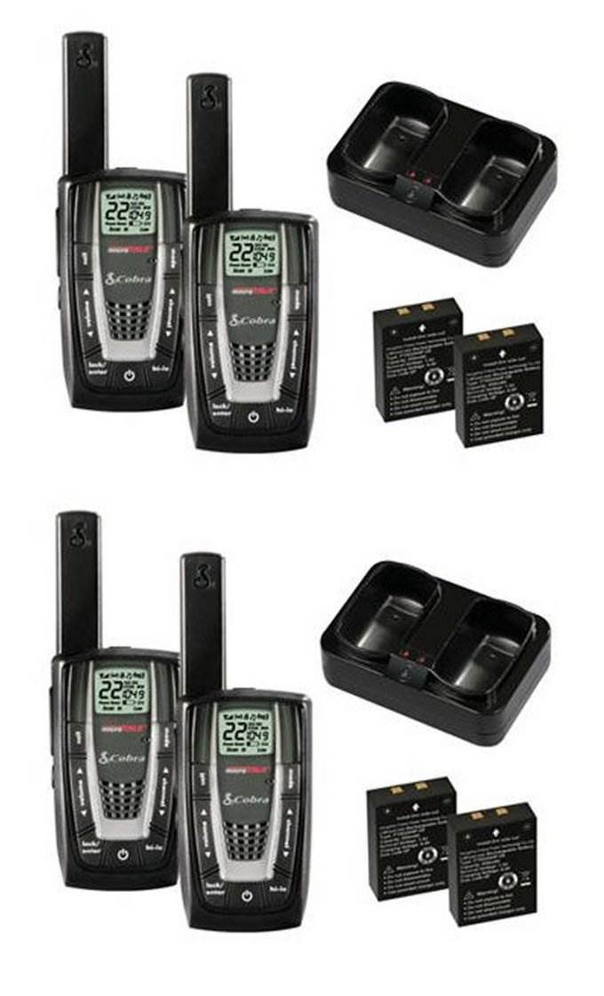 4 PAIR COBRA CXR725 22 Channel FRS/GMRS Walkie Talkie 2-Way Radios + 8 Headsets