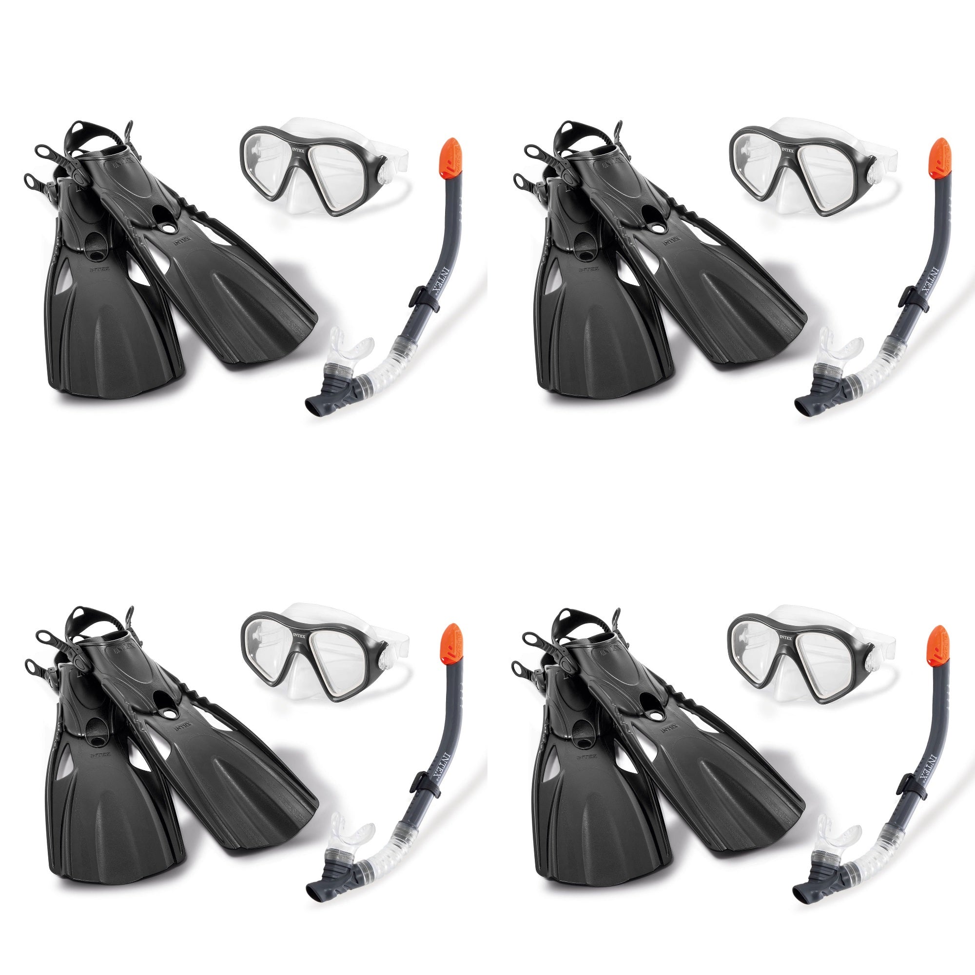 Intex Reef Rider Swim Diving Goggle Mask Snorkeling Set, 14 to Adult (4 Pack)