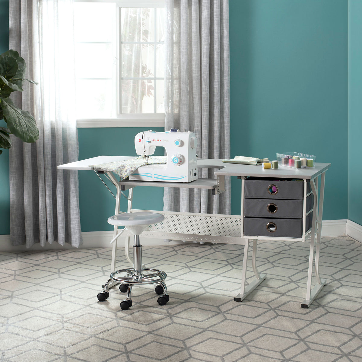 Sew Ready Eclipse Hobby Center Craft Table Computer Desk with Drawers (Used)
