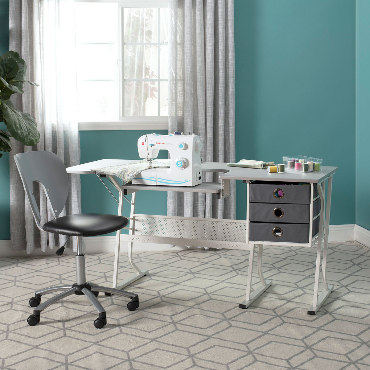 Sew Ready Eclipse Hobby Center Craft Table Computer Desk with Drawers (Used)