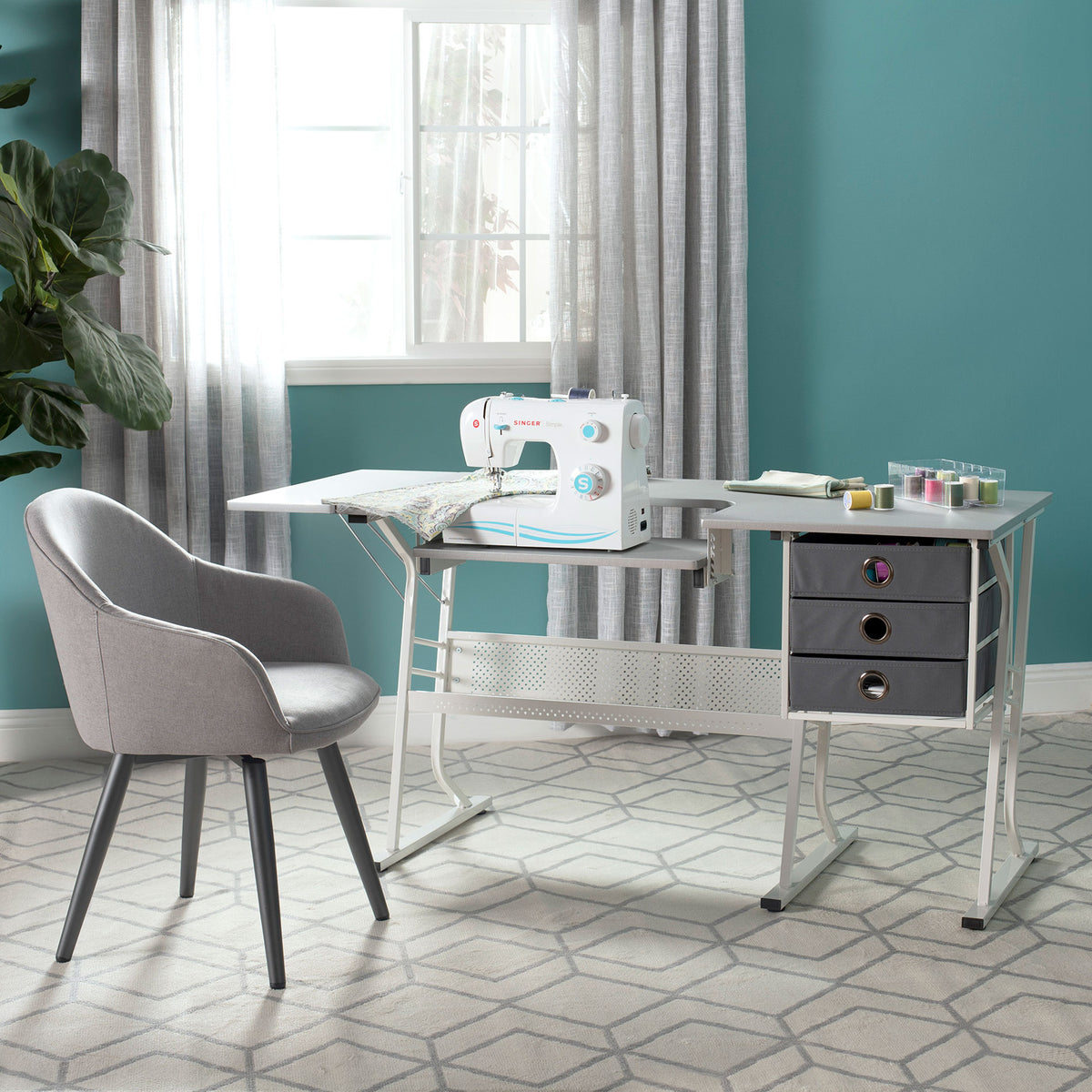 Sew Ready Eclipse Hobby Center Craft Table Computer Desk with Drawers (Used)