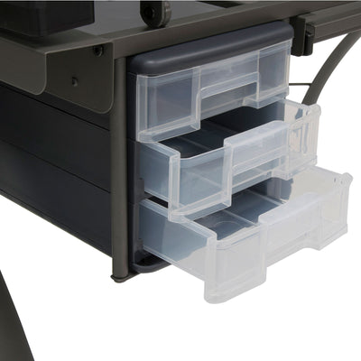SD Studio Designs Futura  Metal and Glass Desk, Pewter / Clear Glass (Open Box)