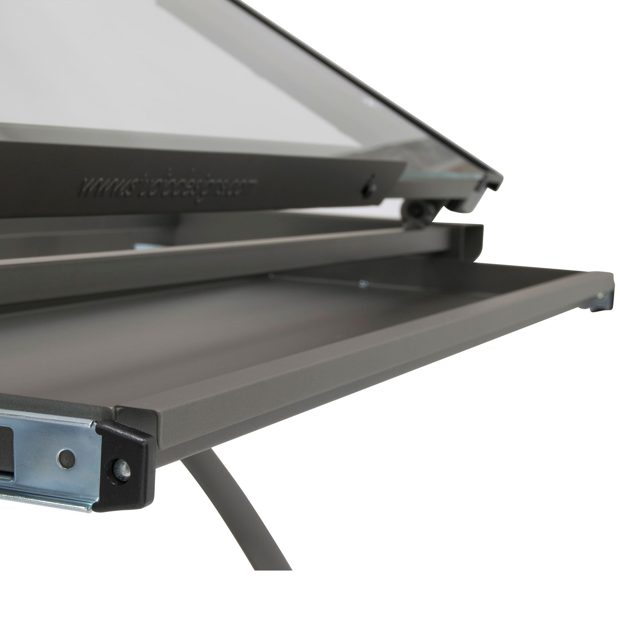 SD Studio Designs Futura  Metal and Glass Desk, Pewter / Clear Glass (Open Box)