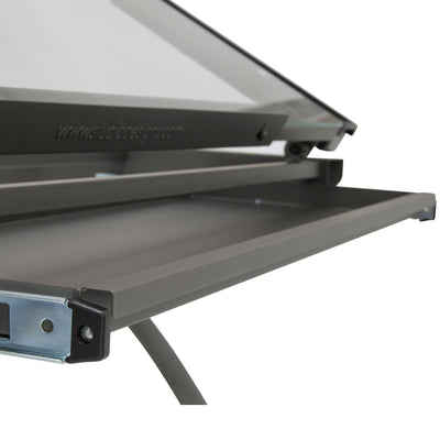 SD Studio Designs Futura  Metal and Glass Desk, Pewter / Clear Glass (Open Box)