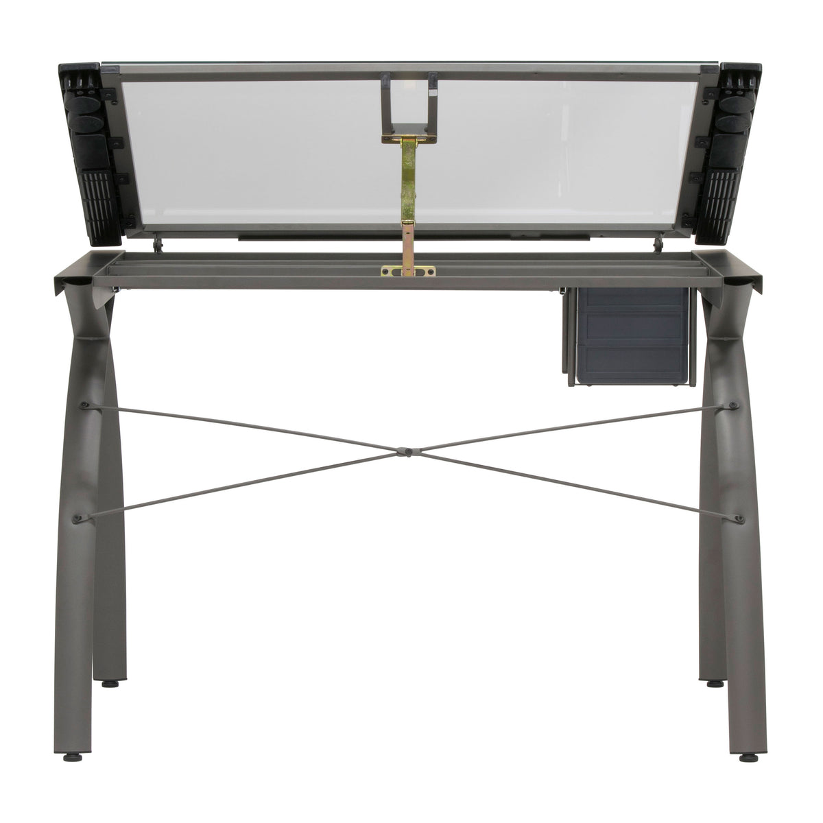 SD Studio Designs Futura  Metal and Glass Desk, Pewter / Clear Glass (Open Box)