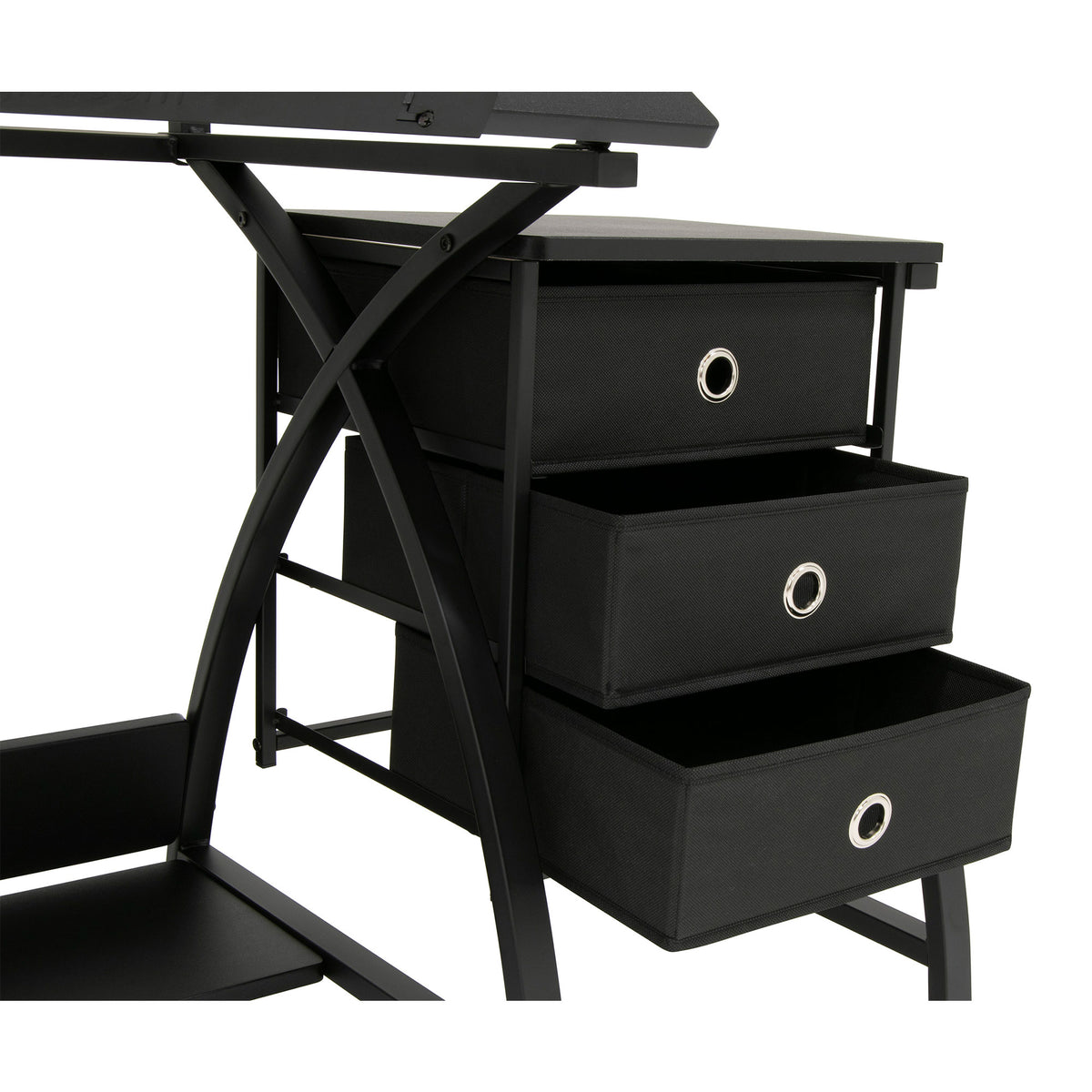 Studio Designs 2-Piece Craft Adjustable Tabletop w/ Storage & Stool Black (Used)