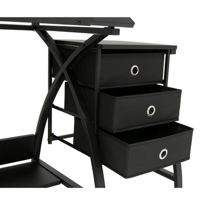 Studio Designs 2-Piece Craft Adjustable Tabletop w/ Storage & Stool Black (Used)