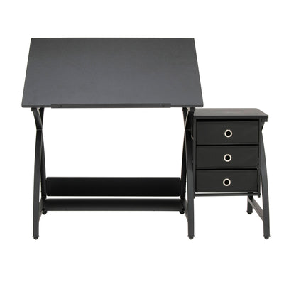 Studio Designs 2-Piece Craft Adjustable Tabletop w/ Storage & Stool Black (Used)