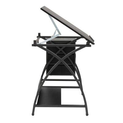 Studio Designs 2-Piece Craft Adjustable Tabletop w/ Storage & Stool Black (Used)