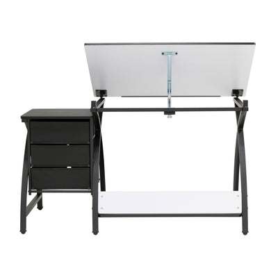 Studio Designs Venus 2-Piece Craft Tabletop w/ Storage & Stool, Black (Open Box)