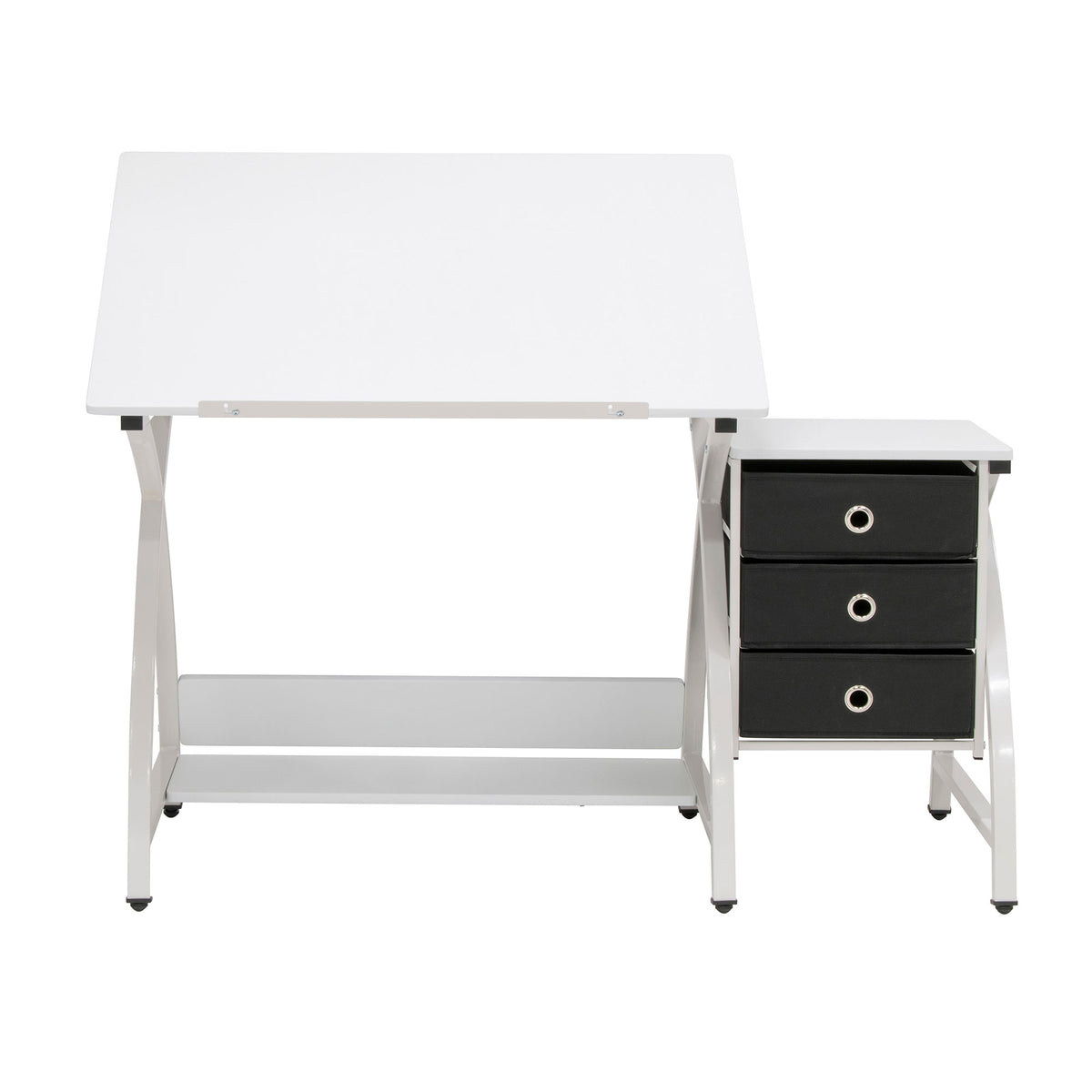 Studio Designs 2 Piece Table with Adjustable Top and Stool, White (Open Box)