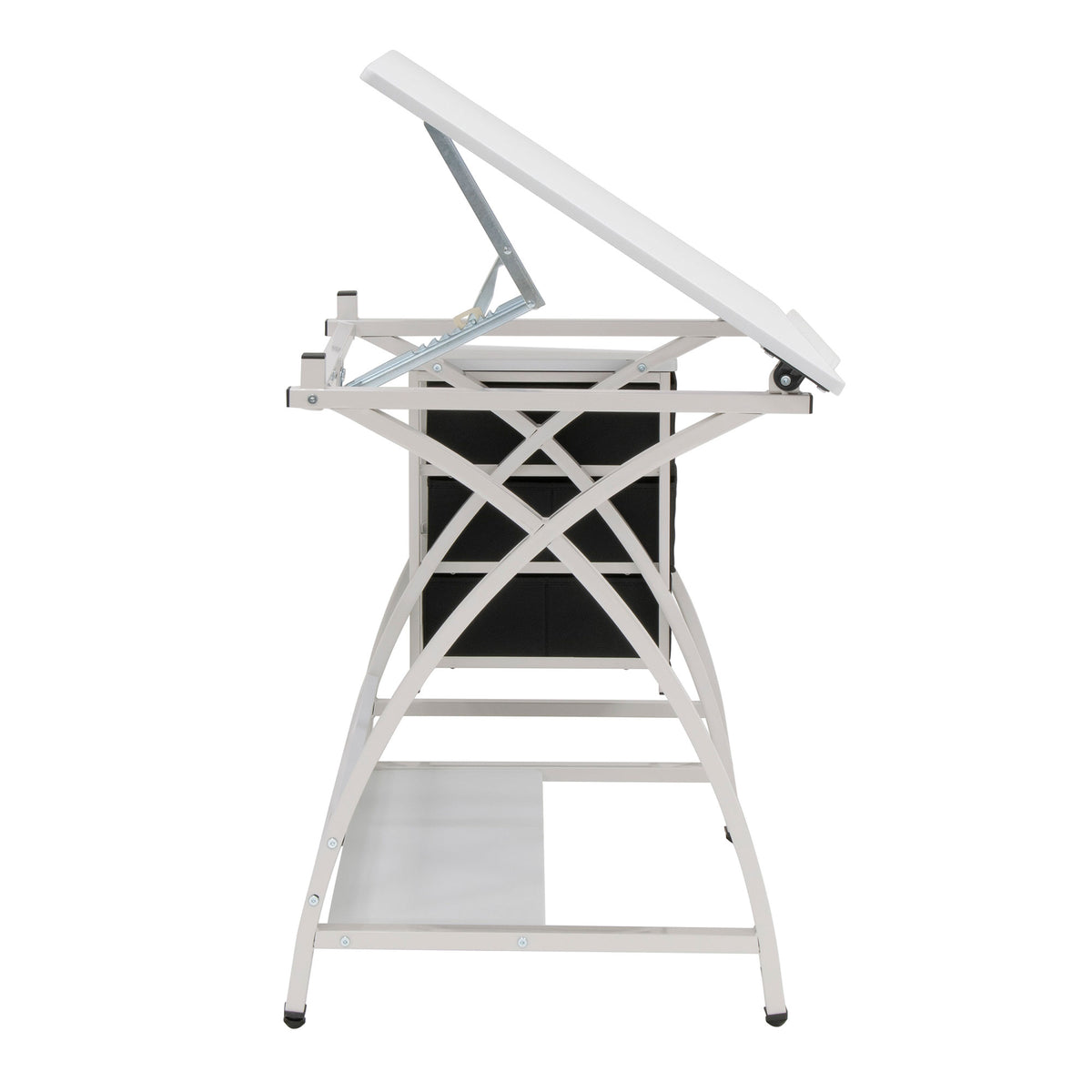 Studio Designs 2 Piece Table with Adjustable Top and Stool, White (Open Box)