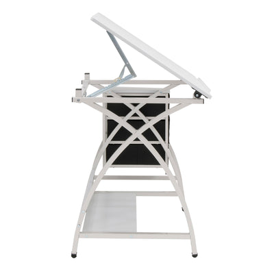 Studio Designs 2 Piece Table with Adjustable Top and Stool, White (Open Box)