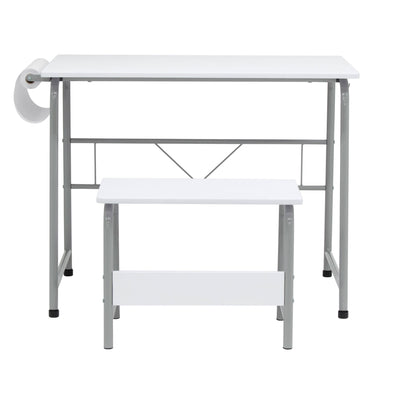 SD Studio Designs 2 Piece Table and Bench with Paper Roll, Gray/White (Open Box)