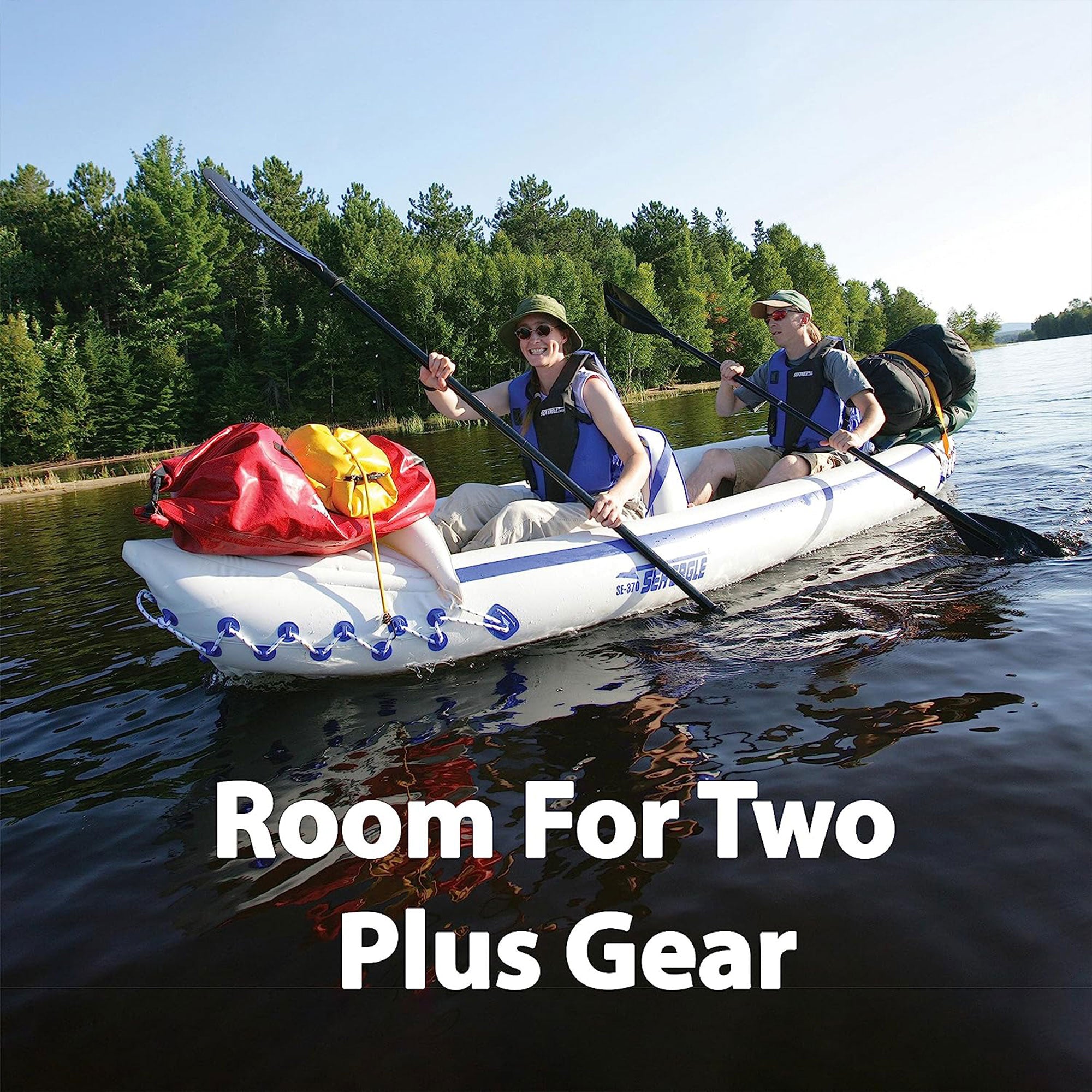 Sea Eagle 370 Pro 3 Person Inflatable Kayak Canoe Boat w/ Paddles (Open Box) - VMInnovations