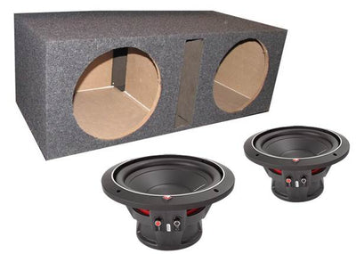 2) ROCKFORD FOSGATE P1S4-10 10" 1000 Watt 4-Ohm  Subwoofer + Dual Vented Sub Box