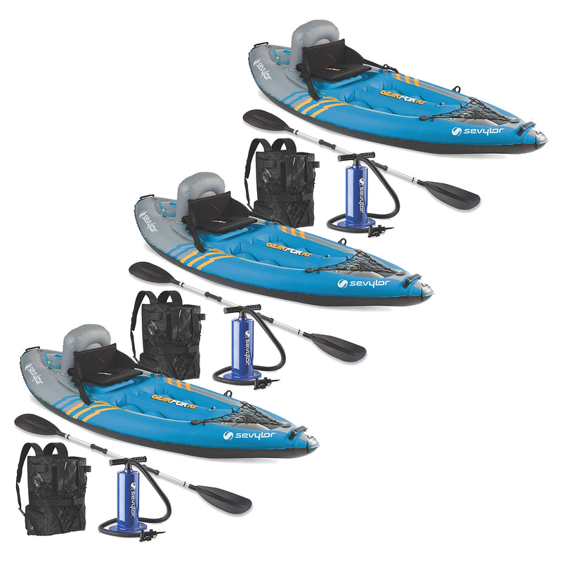 Sevylor K1 QuikPak 1 Person Coverless Sit On Top PVC Inflatable Kayak (3 Pack)