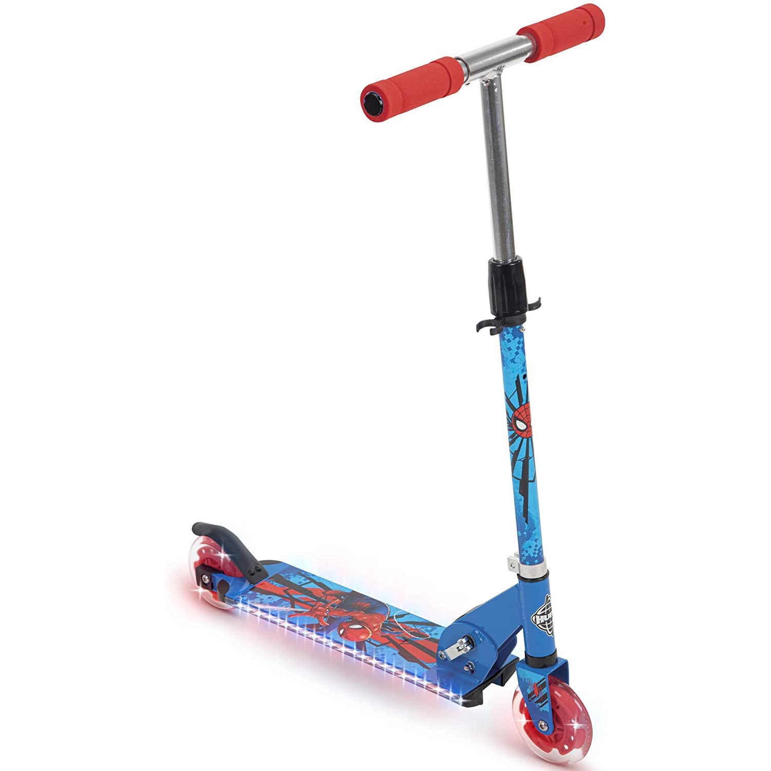 Huffy Marvel Spider-Man Kids Steel 2 Wheel Scooter w/ LED Lights (Open Box) - VMInnovations
