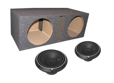 2) Rockford Fosgate P2D210 10" 1200 Watt 2-Ohm Car Audio Subwoofers + Sub Box