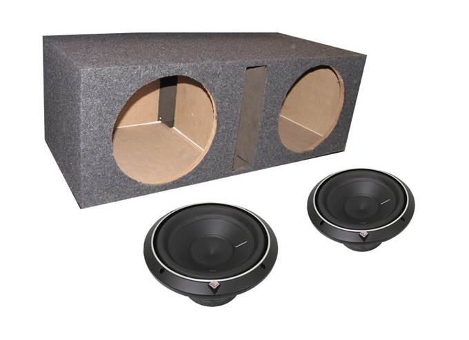 2) Rockford Fosgate P2D210 10" 1200 Watt 2-Ohm Car Audio Subwoofers + Sub Box