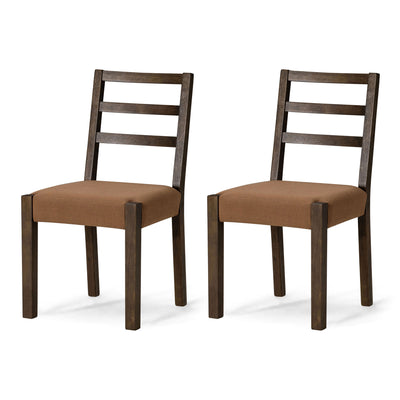 Maven Lane Willow Rustic Dining Chair, Brown with Clay Canvas Fabric, Set of 2