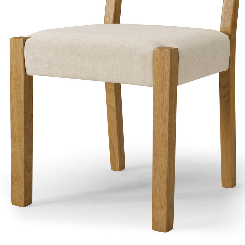 Maven Lane Willow Rustic Dining Chair, Natural with Taupe Linen Fabric, Set of 6