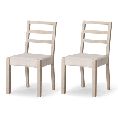 Maven Lane Rustic Dining Chair, White with Cream Weave Fabric, 2pc (Open Box) - VMInnovations