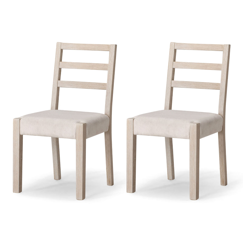 Maven Lane Rustic Dining Chair, White with Cream Weave Fabric, 2pc (Open Box)