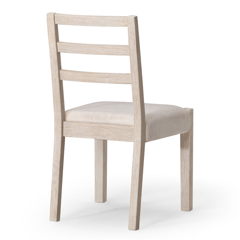 Maven Lane Willow Rustic Dining Chair, White with Cream Weave Fabric, Set of 4