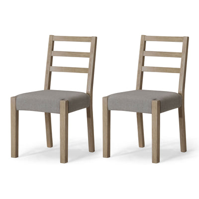 Maven Lane Willow Rustic Dining Chair, Grey with Slate Linen Fabric, Set of 2
