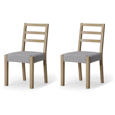 Maven Lane Rustic Dining Chair, Grey with Slate Linen Fabric, Set of 2 (Used) - VMInnovations