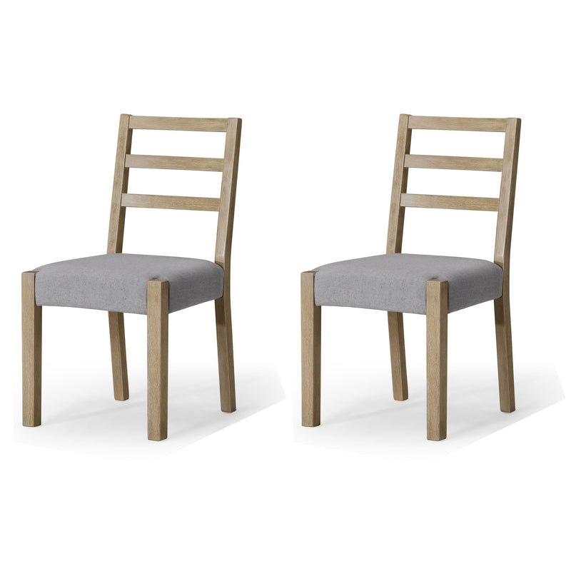 Maven Lane Willow Rustic Dining Chair, Grey with Slate Linen Fabric, Set of 2