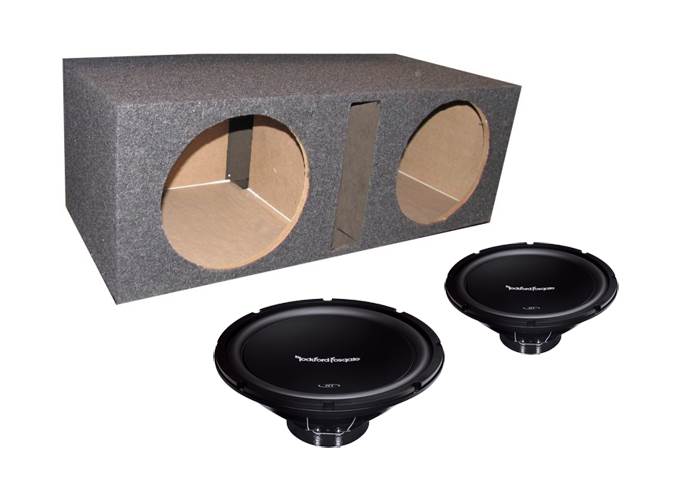 2) Rockford Fosgate R1S4-12 12" 600W Car Subwoofers Subs + Vented Dual Sub Box