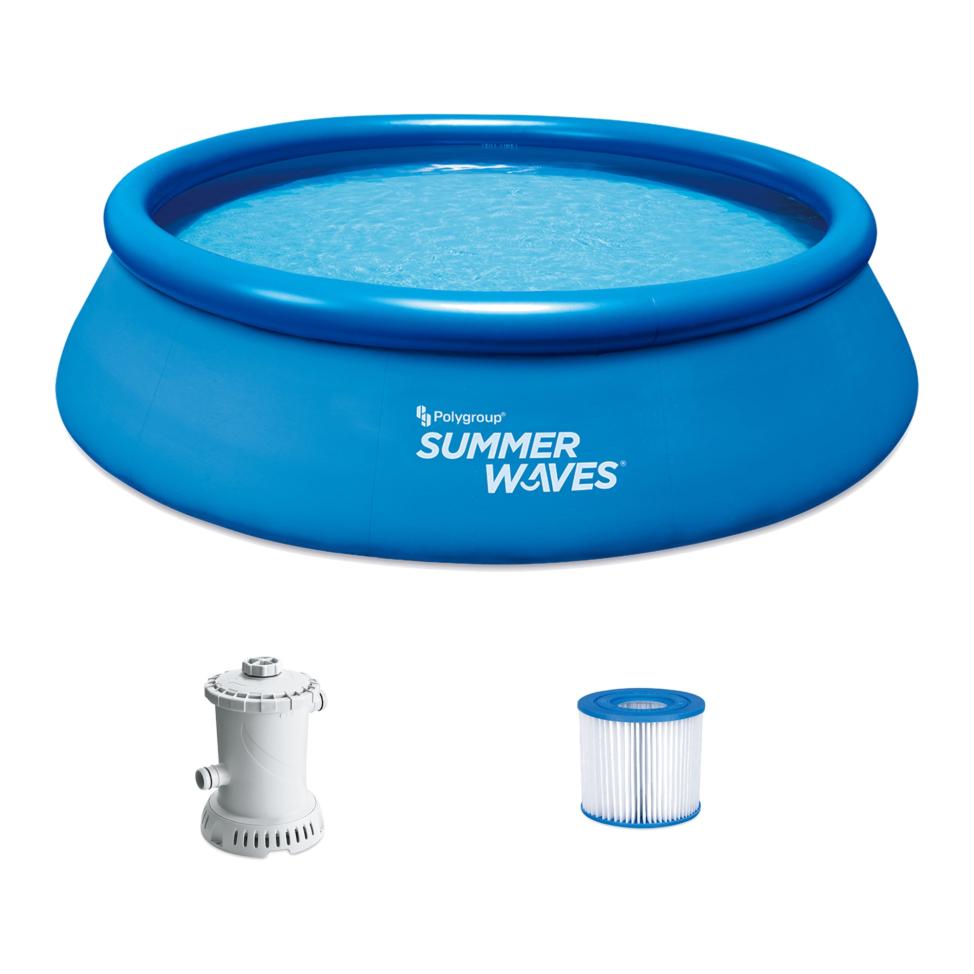 Summer Waves Quick Set 12 x 3 Feet Inflatable Ring Above Ground Pool Set w/Pump