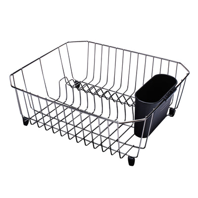Rubbermaid Home Kitchen Gadget Twin Sink 11 Slot Dish Rack Drainer, Black Chrome - VMInnovations