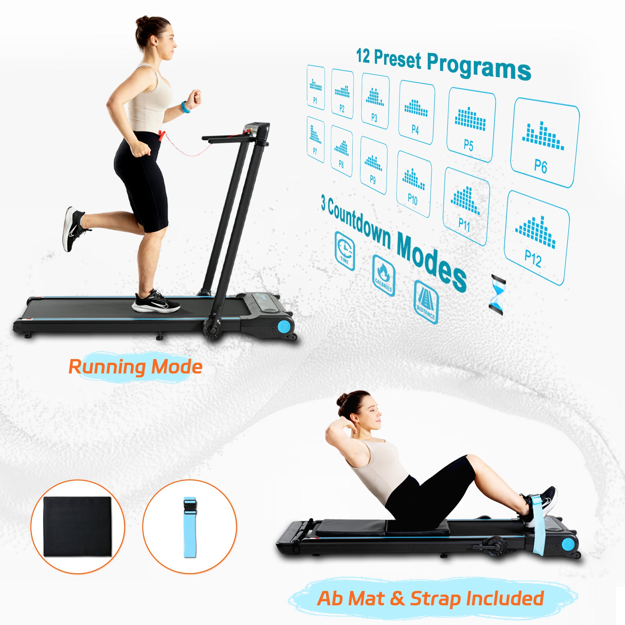 Ksports 3 in 1 Pro Electric Treadmill Cardio Strength Training Set, Navy (Used) - VMInnovations