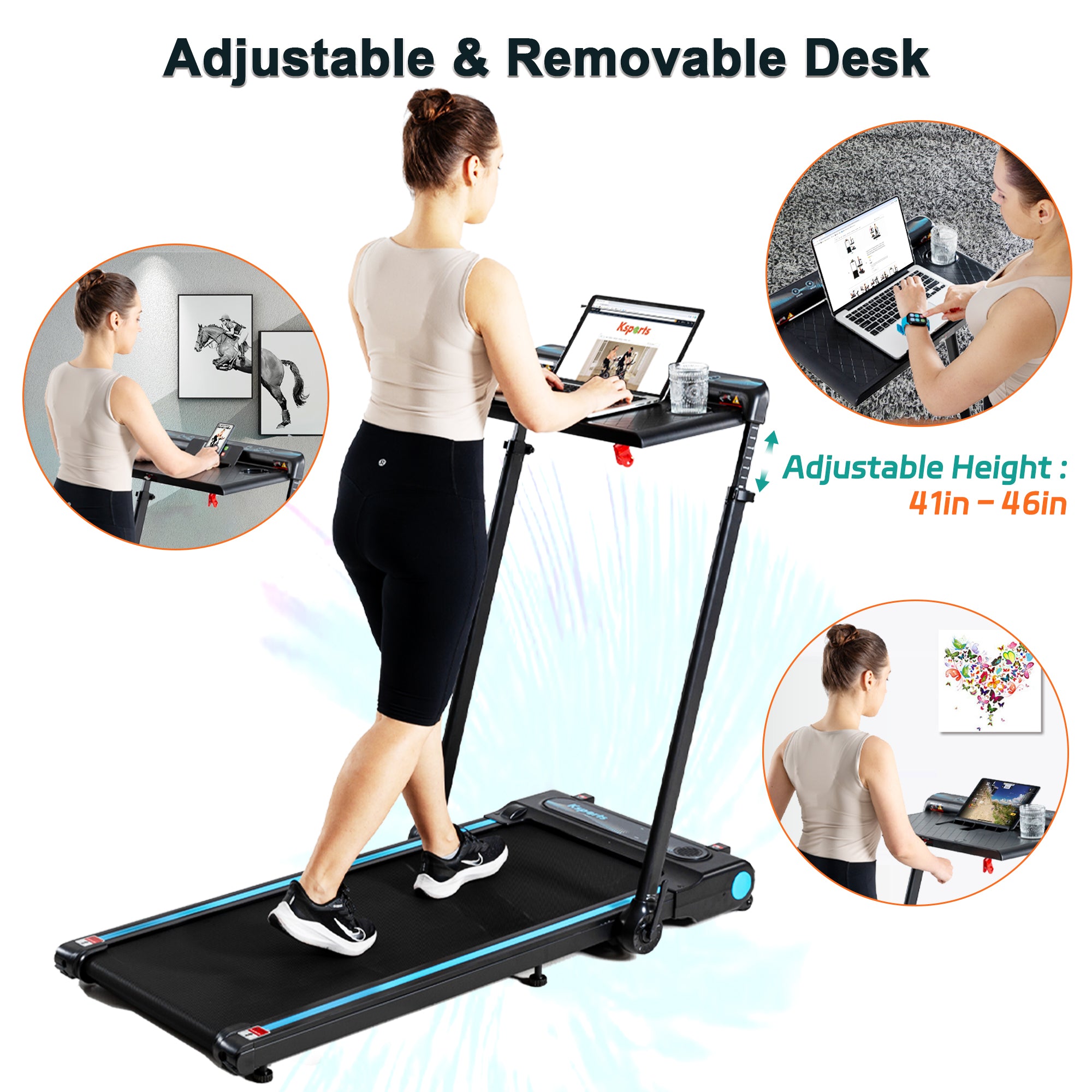 Ksports 3 in 1 Pro Electric Treadmill Cardio Strength Training Set, Navy (Used) - VMInnovations