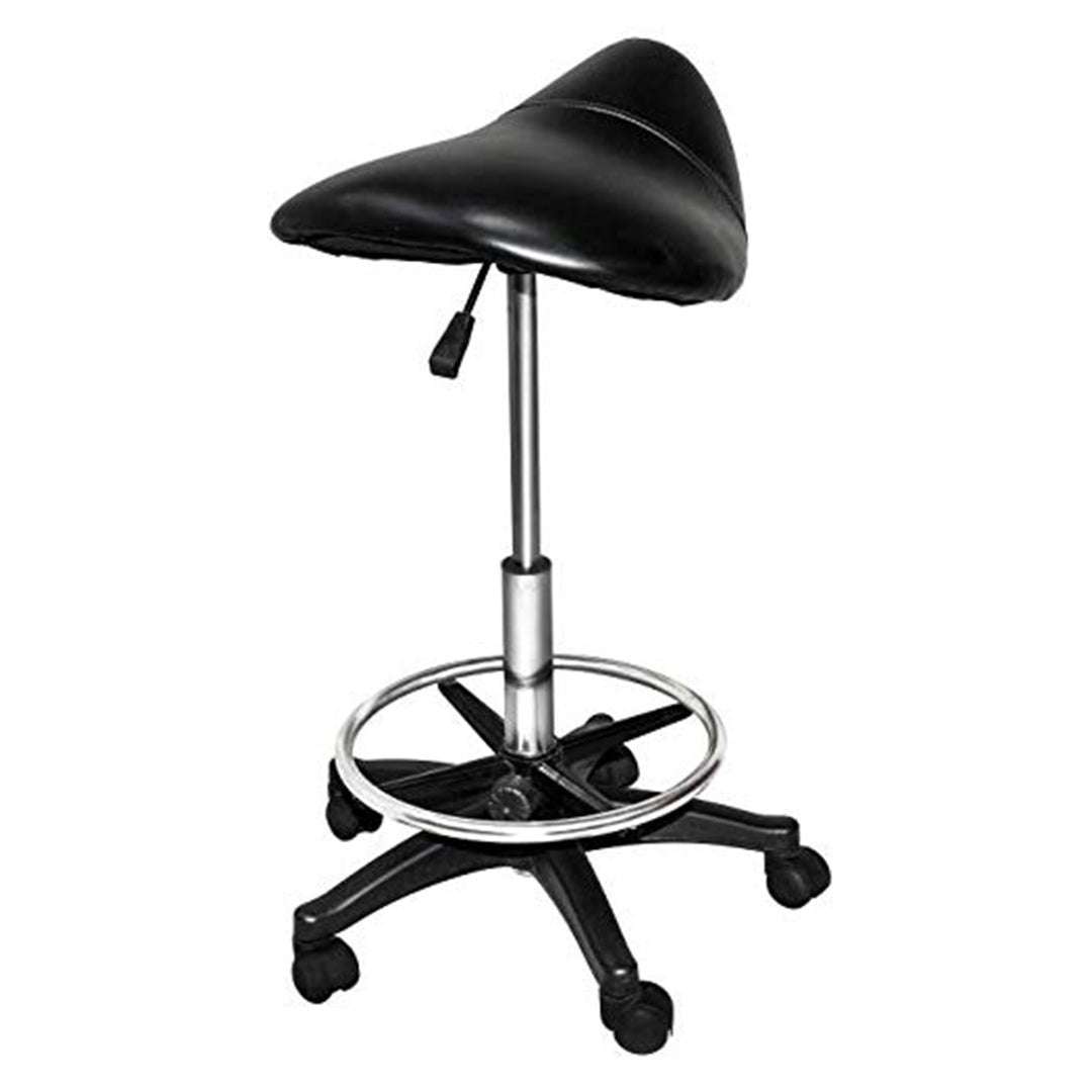 Chromium Professional Rotating Saddle Cutting Stool with  Foam Cushions, Black